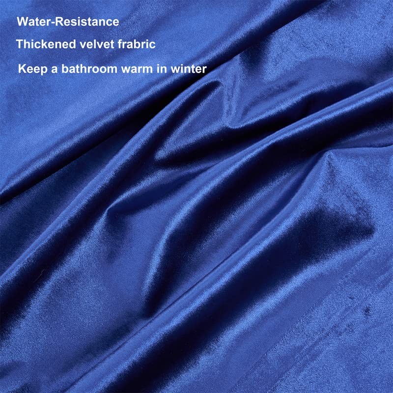 Velvet Blue Shower Curtains for Bathroom,260 GSM Heavy-Duty Royal Blue Fabric gallery
