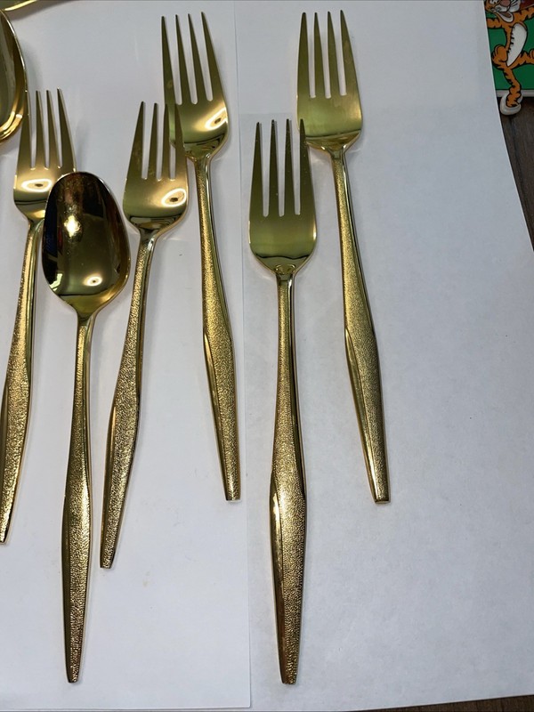 Florentine Gold Electroplated Flatware Mixed Lot 13 Pc. Knifes Spoons Forks gallery