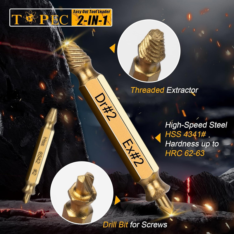 Topec 12 PCS Stripped Screw Extractor Set, Gift for Men, Easy Out Screw Extracto gallery