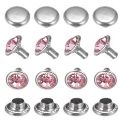 Clear Rhinestone Rivets [50pcs] – Crystal Rivets – [Pink – 0.31 IN]