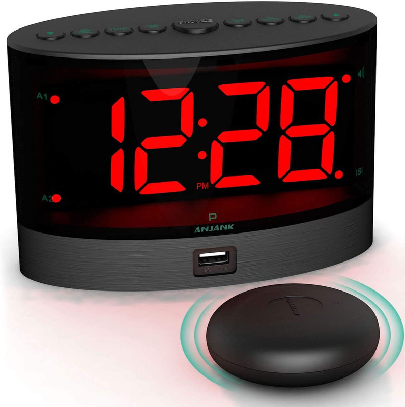 Extra Loud Alarm Clock w/ Wireless Bed Shaker Vibrating for Heavy Sleepers Deaf gallery