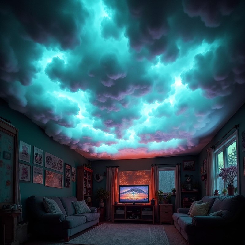 USB 3D Cotton Thundercloud LED Light 17ft, Multicolor - APP & Remote Control gallery