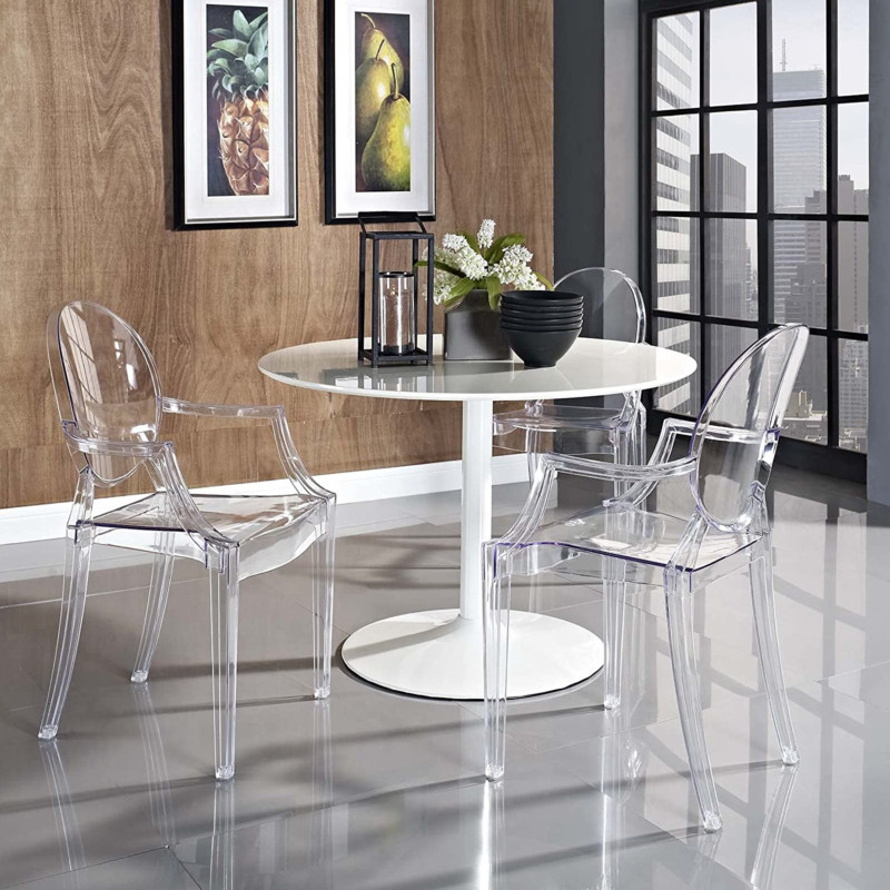 Modway Casper Modern Acrylic Stacking Kitchen and Dining Room Arm Chair Clear gallery