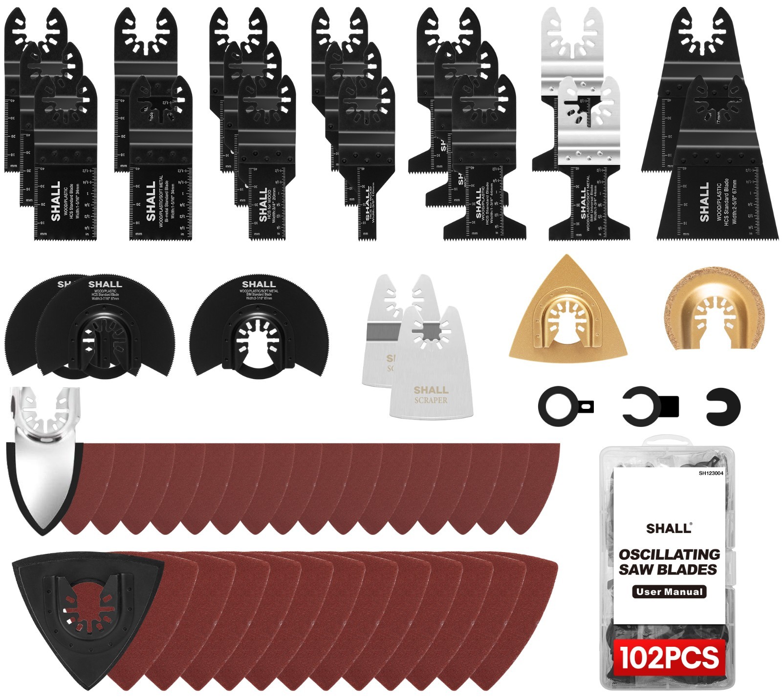 SHALL 102PCS Multitool Blades, Oscillating Multi Tool Accessories kits US gallery