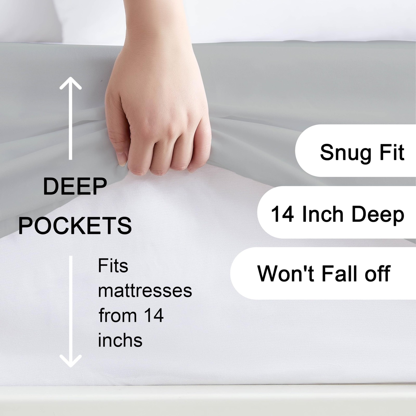 100% Microfiber Twin Size Fitted Sheet Only, Ultra Soft Hotel Quality 14" Dee... gallery