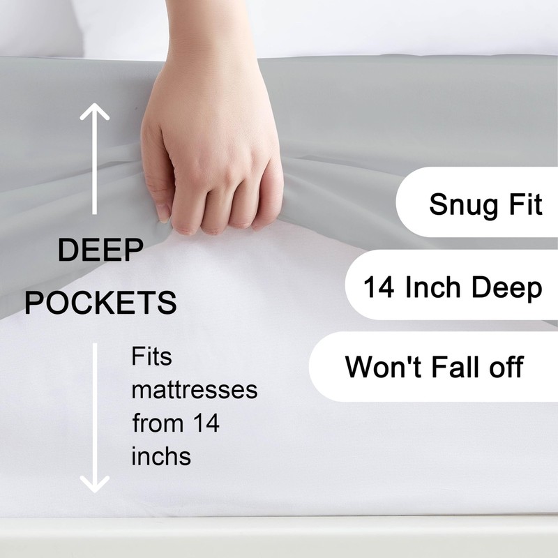 100% Microfiber Twin Size Fitted Sheet Only, Ultra Soft Hotel Quality 14" Dee... gallery