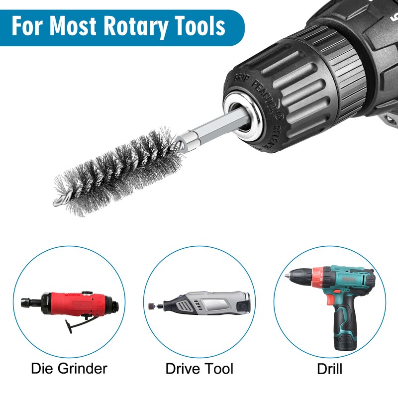 24PCS Stainless Steel Wire Bore Brushes Set 1/4 Inch Hex Shank for Power Drill gallery