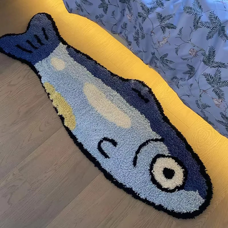 Salted Fish Shape Rug Non-Slip Bathroom Floor Mat Bedroom Bedside Carpet Soft gallery