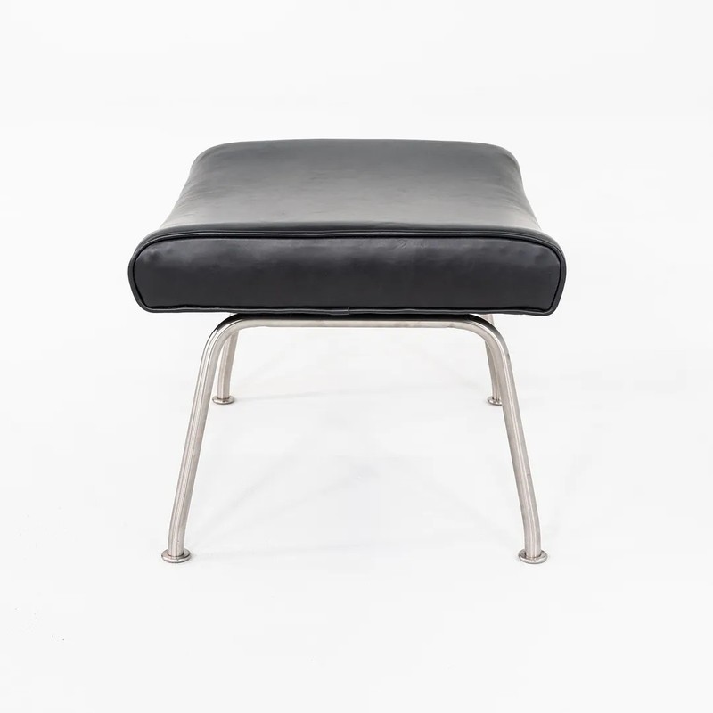 2020s Hans Wegner for Carl Hansen CH446 Footstool Reupholstered Black Leather gallery