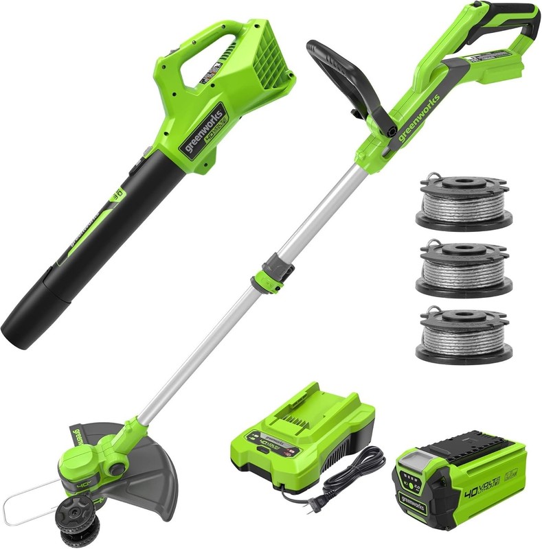 40V Cordless Yard Tool Combo Kit Trimmer & Leaf Blower with Spools 3- gallery