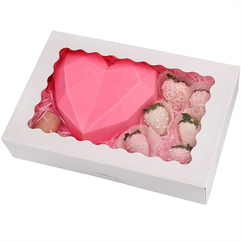 20-Pack Bakery Boxes with Window, 12" x 8" x 2.5", Large White Cookie Boxes, ...