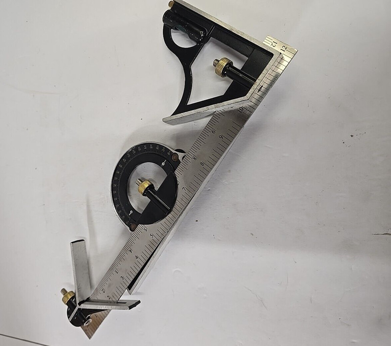 12" 30cm Adjustable Sliding Square Ruler & Protractor Combination Measuring Tool gallery