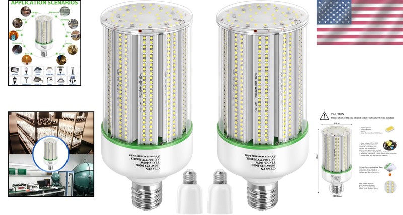High Efficiency 100W LED Corn Light Bulbs - 400W Metal Halide Replacement 2-Pack gallery