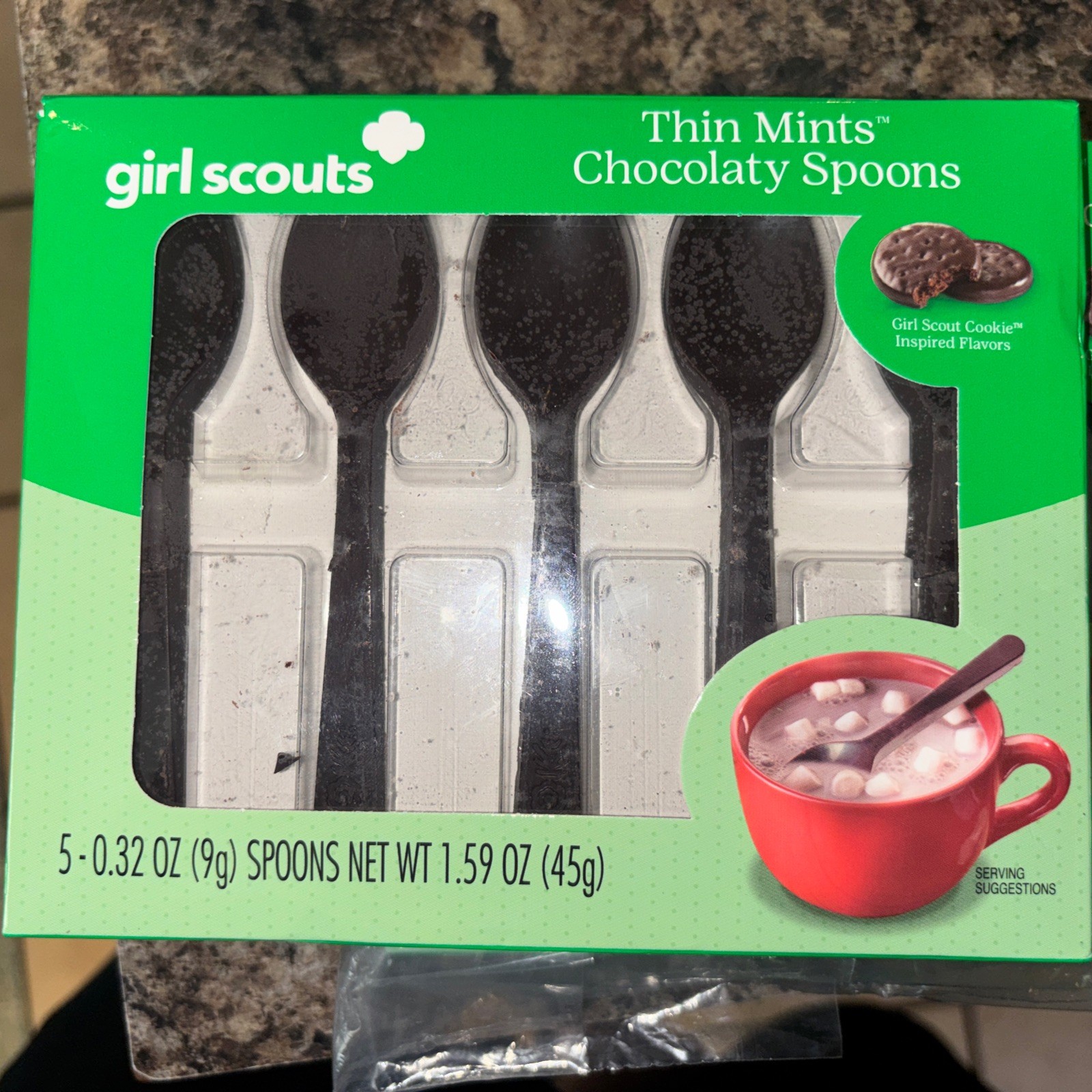 Girl Scouts Thin Mints Chocolate Spoons 1.6 Oz Packs Edible Melts for Hot Drinks gallery