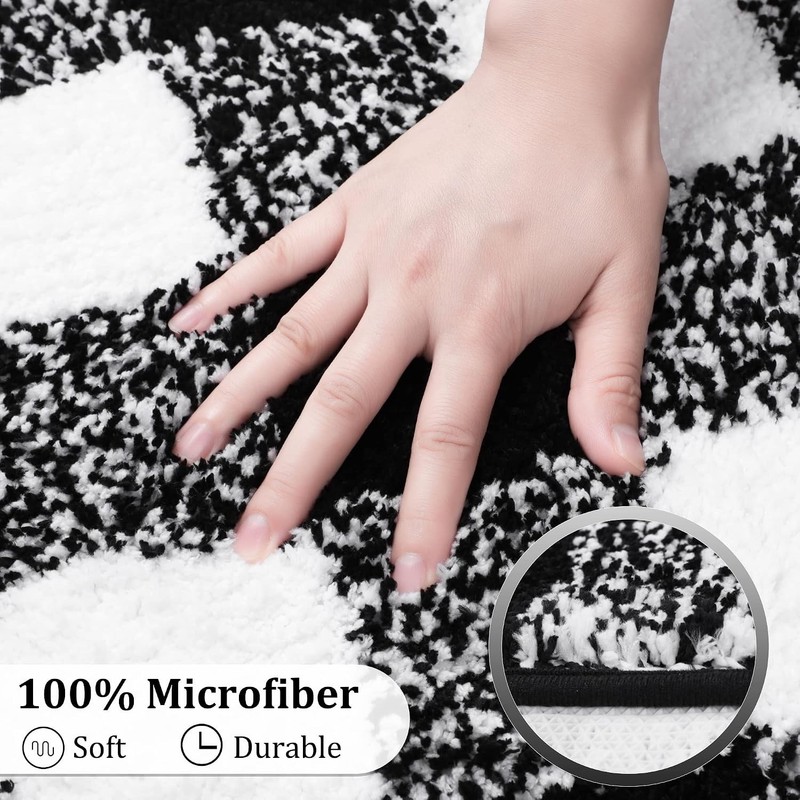 PiccoCasa Microfiber Plaid Pattern Bathroom Rugs+LINLA Indoor Doormat,Mud Mat gallery
