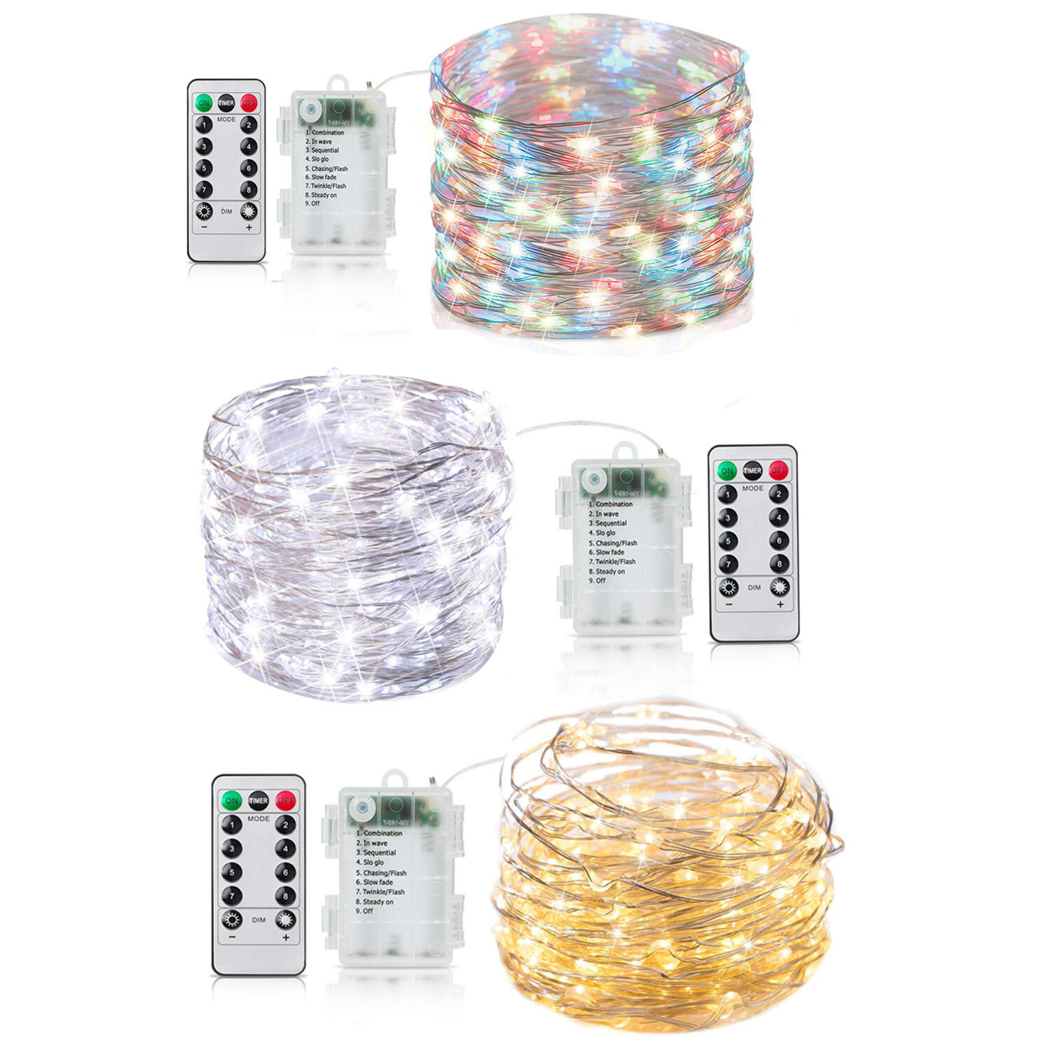 2-10m 20/50/100 LED Battery Micro Rice Wire Copper Fairy String Lights Party gallery