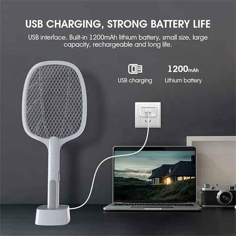 Electric Handheld Rechargeable Zapper Killer Mosquito Fly Swatter Bug Racket gallery