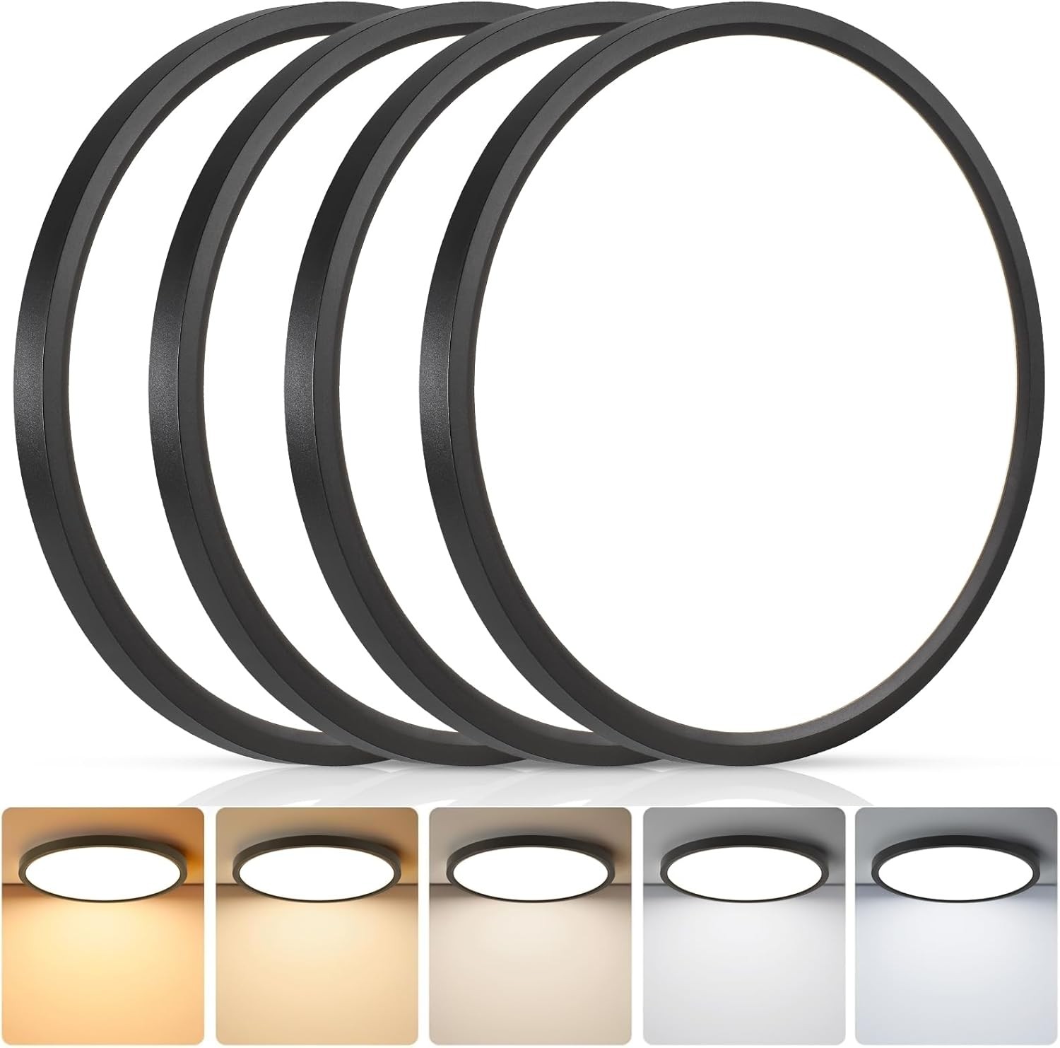 4 Pack 16 Inch 5CCT LED Ceiling Light Flush Mount Dimmable Fixture Black 3520LM gallery