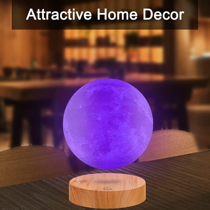 Floating 3D Printed Moon Lamp - Stunning Gift with Color Modes & Remote Control gallery