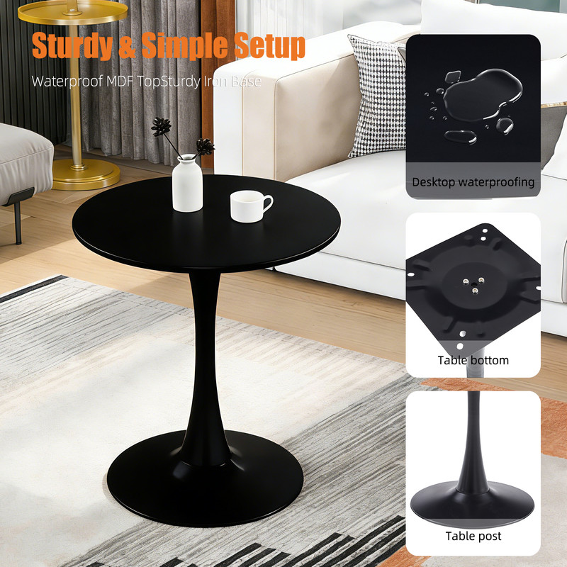 24" Round Dining Table Modern Dining Table Dining Table Home Kitchen - Black gallery