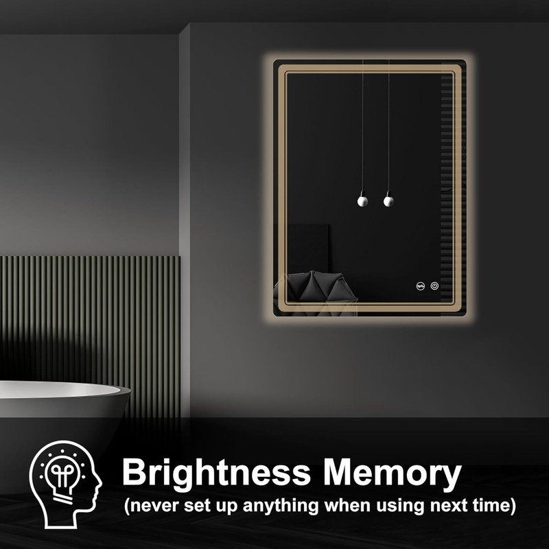 Dimmable 27x36 LED Bathroom Mirror with Anti-Fog & UL Certified gallery
