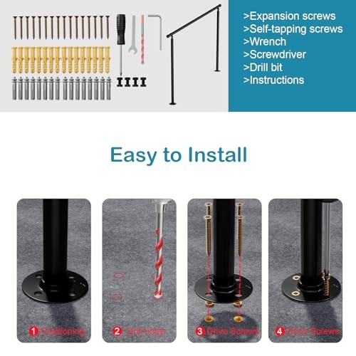 Pack Handrails for Outdoor Steps 3 Step Stair Railing Outdoor Fit to 3 Steps 2 gallery