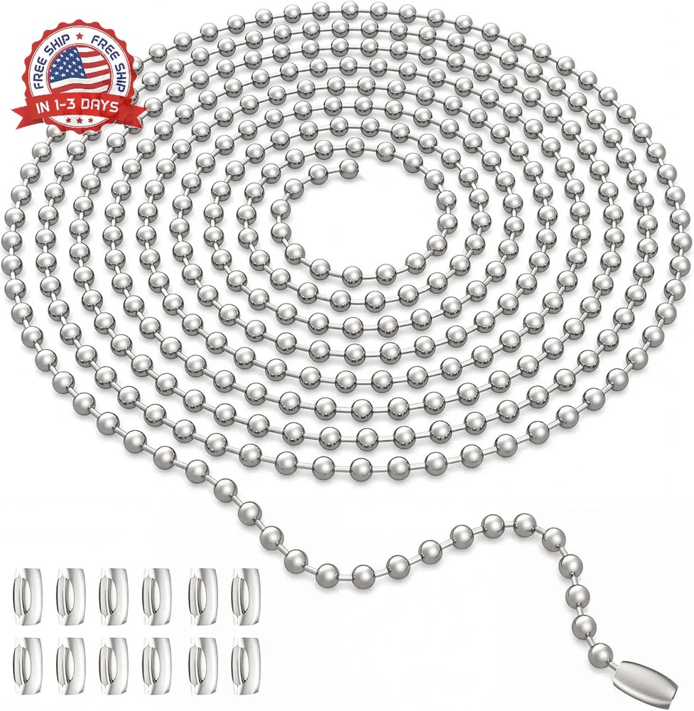 120-Inch Extra Long Ceiling Fan Pull Chain Extender, Premium Ball Chain with 12