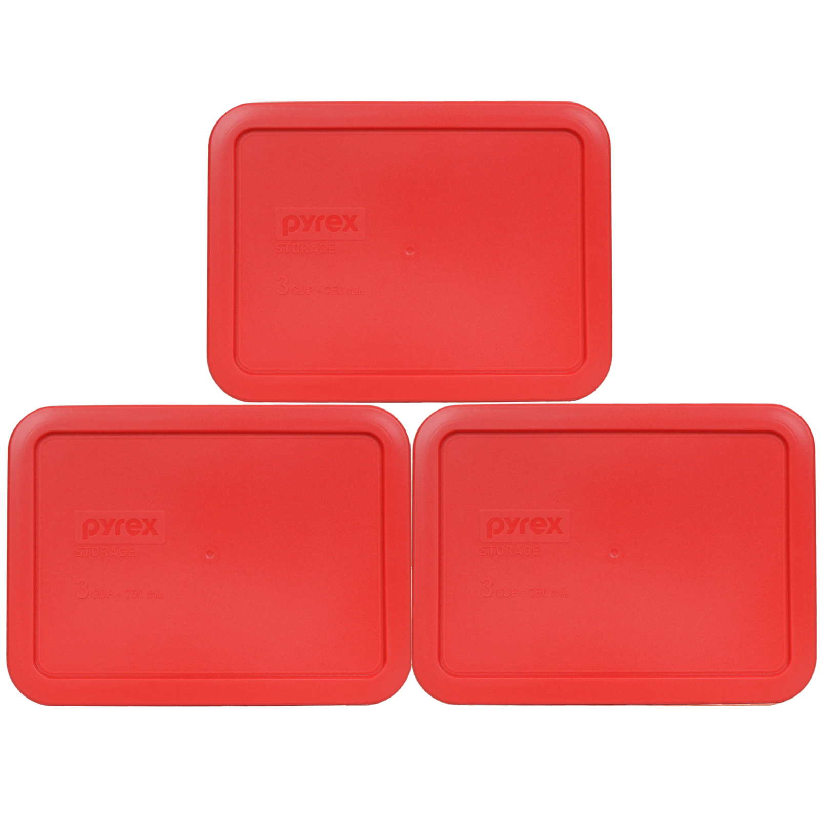 Pyrex 7210-PC Red Rectangle Plastic Storage Replacement Lid Cover (3-Pack) gallery