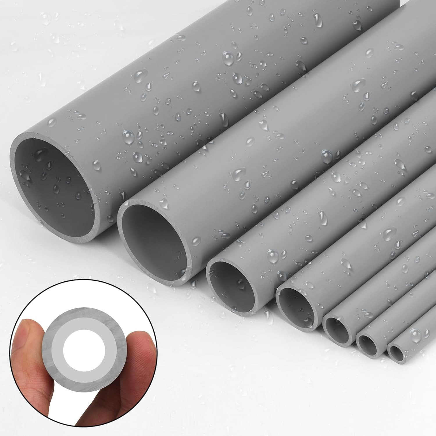 6Pcs 1/2 Inch Grey Electrical Conduit PVC Pipe 17" Long Sch40 PVC Rigid Tube rou gallery