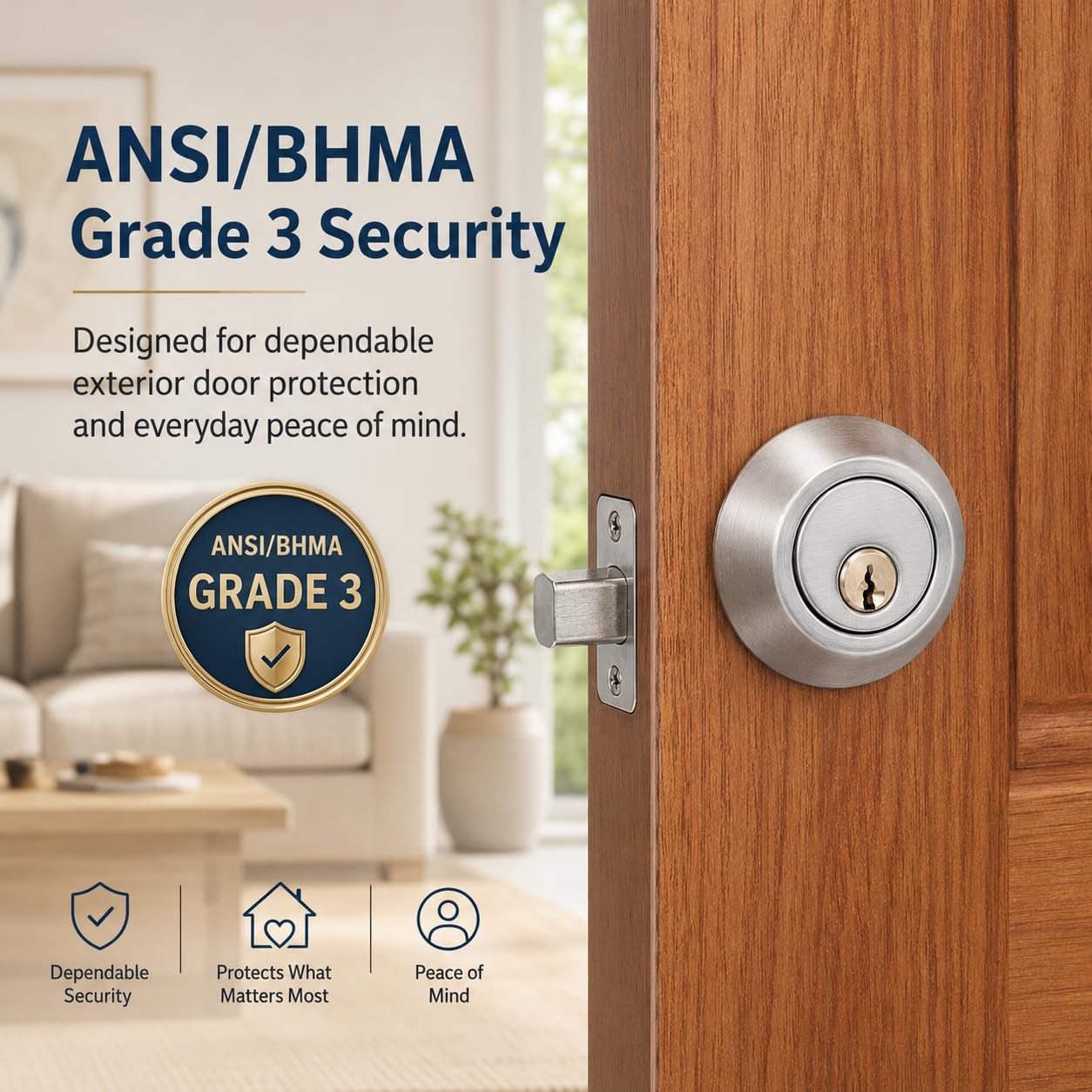 ANSI/BHMA Grade 3 Deadbolt Door Lock Set Enhanced Security Entry Locks for Doors gallery
