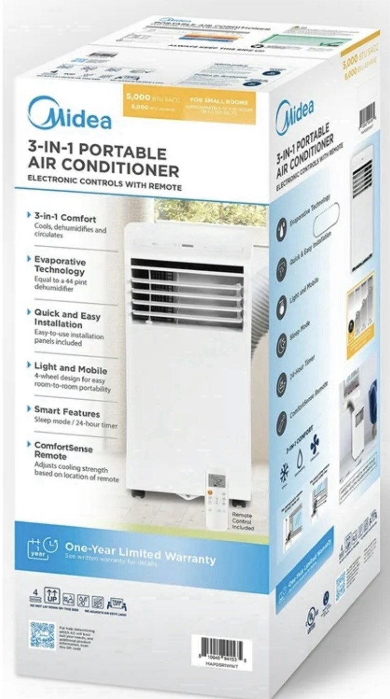 Midea 6000 BTU Portable Air Conditioner, Remote, 150 Sq Ft, White, MAP05R1WWT gallery