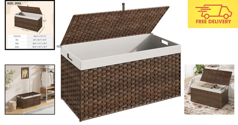 Rectangular Storage Basket: 200L Capacity with Soft Lining & Metal Frame gallery
