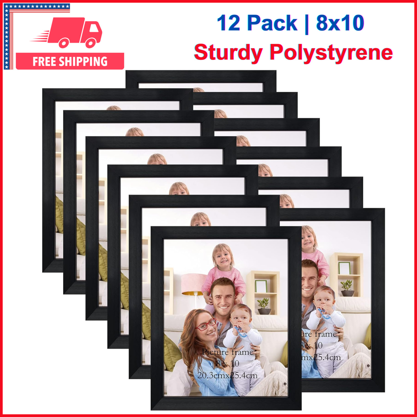 Black 8x10 Picture Frame Bulk, Multi 8 x 10 Photo Frames Set For Wall, 12 Pack gallery