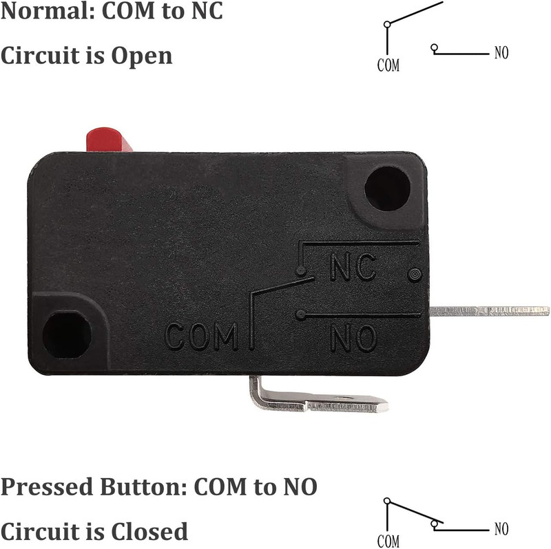 Microwave Oven Door Switch Replacement Part, 16A 125VAC, KW3AT-16 (Downward Comp gallery