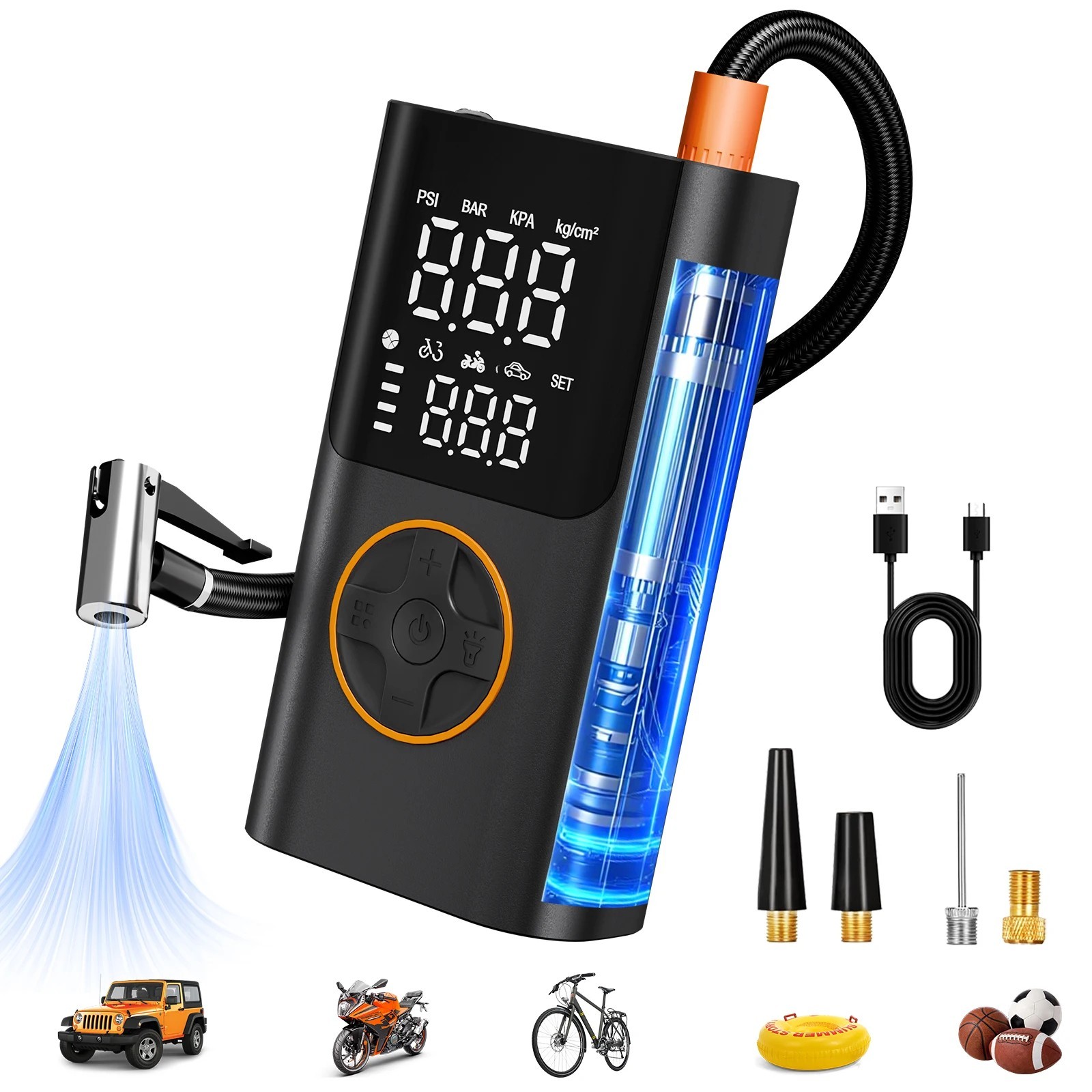 150PSI Portable Car Tire Air Pump Inflator Compressor Electric Bike Power Bank gallery