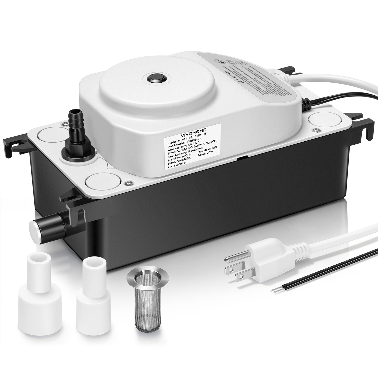 HVAC Condensate Pump 65GPH Automatic Safety Alarm Switch AC Drain Pump 15ft Lfit gallery