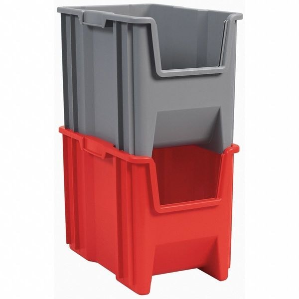 Akro-Mils 13014Grey Hang & Stack Storage Bin, Plastic, 10 7/8 In W, 12 1/2 In gallery