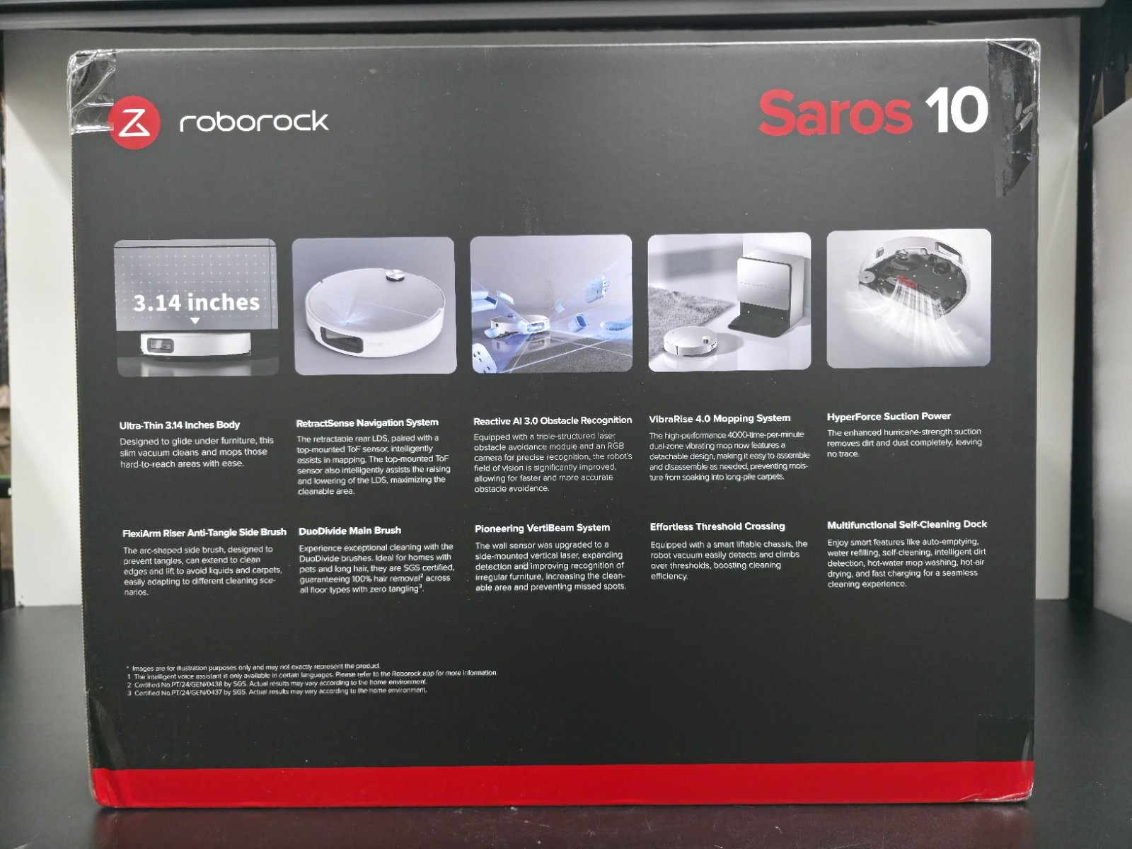 Roborock Saros 10 Robot Vacuum Cleaner & Empty Wash Fill Dock White NEW/SEALED gallery