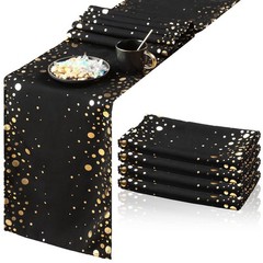 4 Pack Black and Gold Table Runner Decorations 12 x 108 Inch Sequin Rectangular