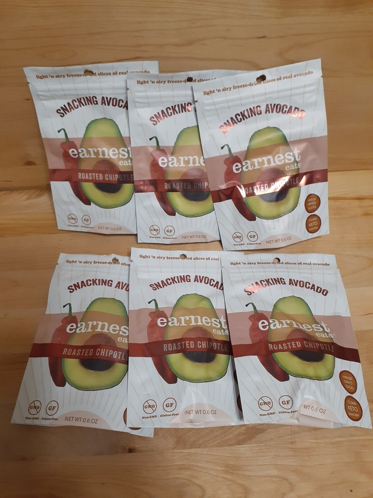 6 PACK FREEZED DRIED EARNEST EATS Roasted SEA SALT Avocado vegan omega NO GMO