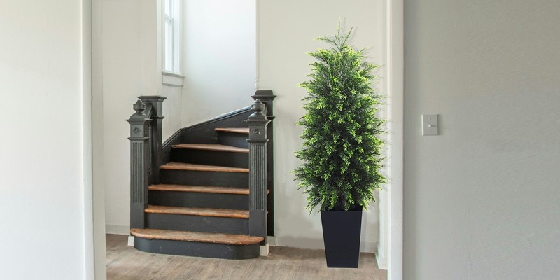 4FT Artificial Pine Cedar with Black Pot gallery