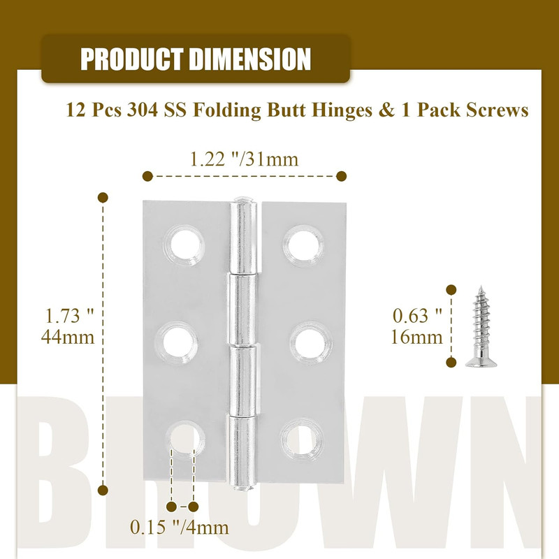 20Pcs 2 Inch Butt Hinges Stainless Steel Cabinet Hinges Small Door Hinges... gallery