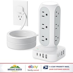 Lightweight Surge Protector with Multiple Outlets and USB Ports for Easy Access