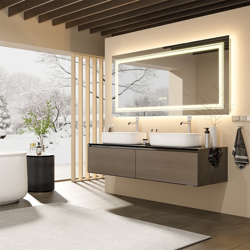 Large LED Bathroom Vanity Mirror Front & Backlight Anti-Fog Memory Dimmable gallery