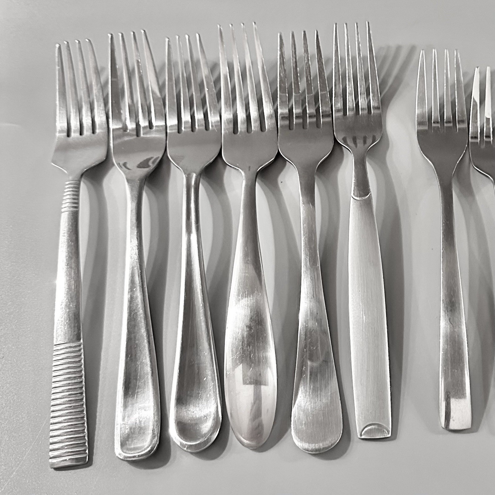 12 DINNER SALAD Forks Stainless Flatware Mixed Boho Mismatch Oneida Cambridge gallery