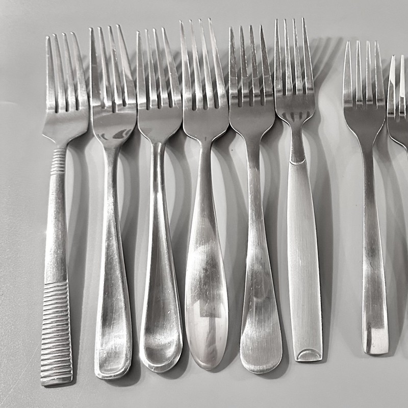 12 DINNER SALAD Forks Stainless Flatware Mixed Boho Mismatch Oneida Cambridge gallery