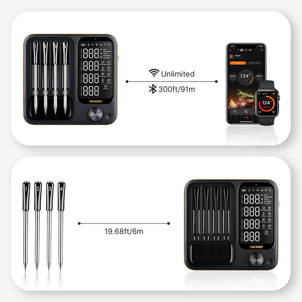 4-Probe Wireless Meat Thermometer Three-Mode WiFi Bluetooth Pre-alarm/Timer BBQ gallery