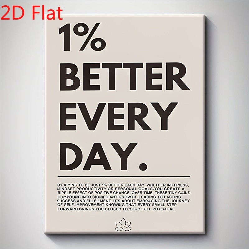 1% Better Every Day Motivational Canvas Art, Minimal Office Self Growth Decor gallery