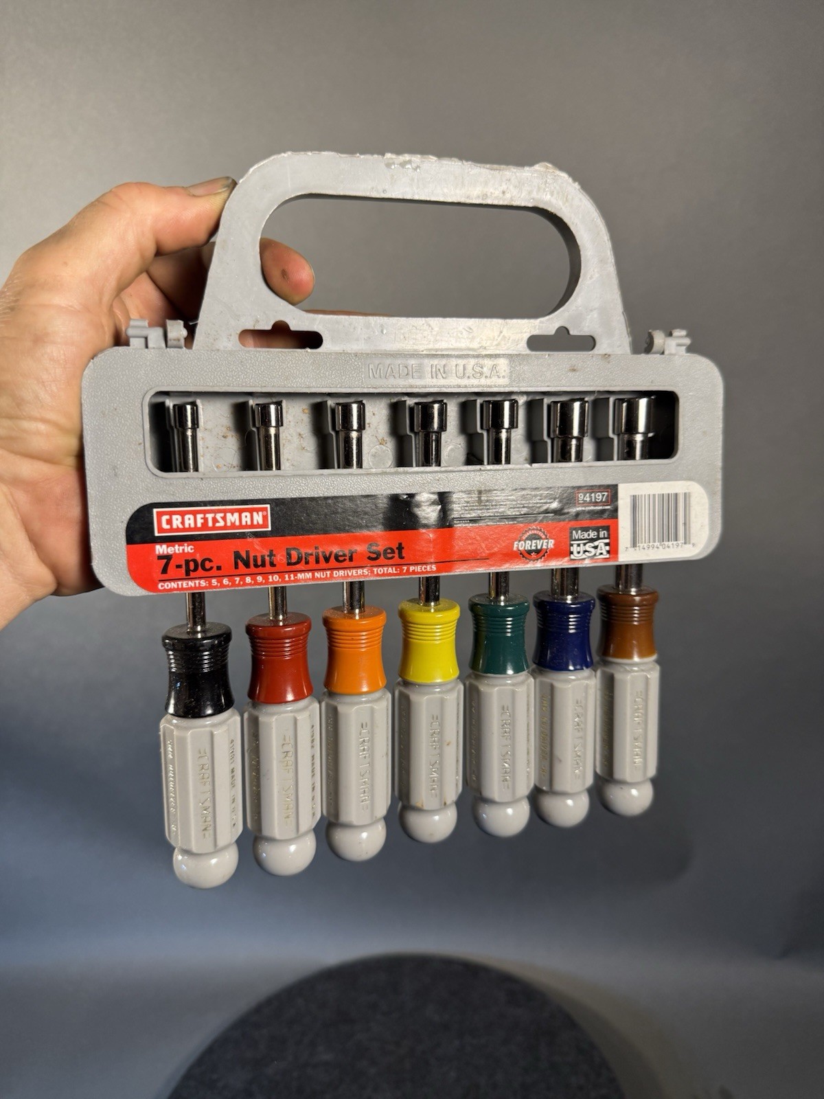 Craftsman 94197 7-Piece Nut Driver Set Hex Metric Color Coded Handles W/Case.USA gallery