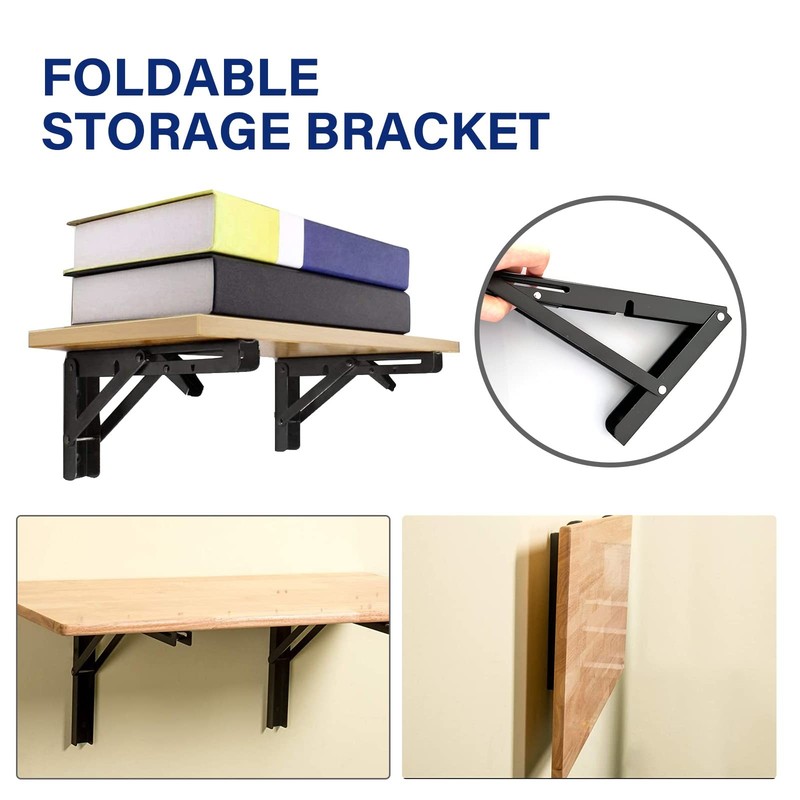 2 PCS 20 Inch Folding Table Hinge Collapsible Wall Mounted Shelf Brackets gallery